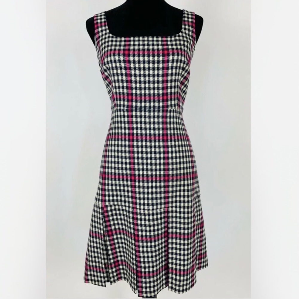 J.Crew Scoopneck Fit Flare Dress Herringbone Twill 6